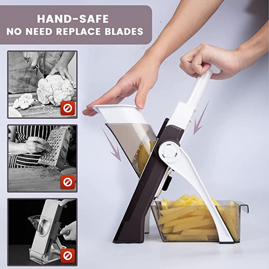 Safe-Slice Vertical Mandoline Slicer – Adjustable Multi-Purpose Vegetable & Julienne Cutter